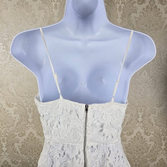 Lulu's Size XS "Nora Lee" White Lace Dress Adj Straps Exposed Back Zip Pockets - Picture 10 of 16